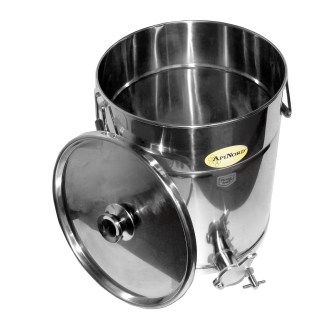 Abfüllkübel 35 kg aus Edelstahl-Ausgießer